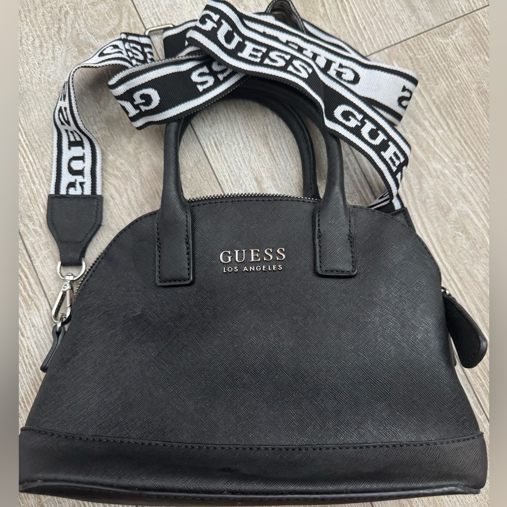 GUESS Black Satchel with Logo Strap